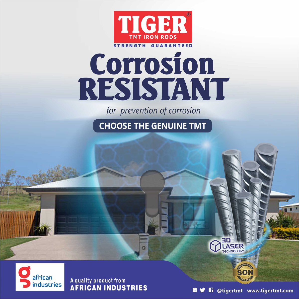 TigerTmt's tweet photo. TIGER TMT iron rods have greater anti-corrosion properties
which gives them ability to withstand corrosion, make buildings and structures durable even in extreme weather conditions and last longer.
#BuyAGenuineTMT
#StrengthGuaranteed
#LetsBuildTogether
#TIGERTMT https://t.co/JtQQk2JS8j