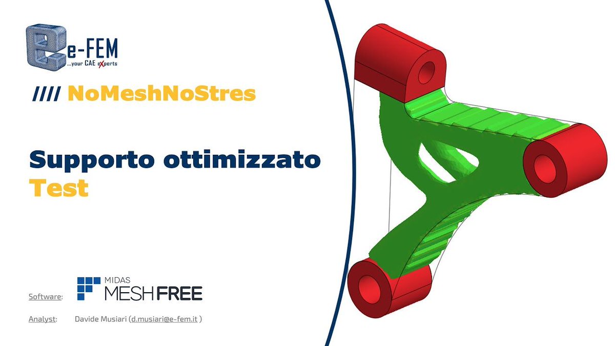 eFEMsrl's tweet image. #SimulationFriday 💊 #Ottimizzazione #Topologica e #mesh .. 🤔
Con midas #MESHFREE è possibile condurre un'ottimizzazione topologica senza mesh lasciando al progettista il solo compito di mettere in bella le indicazioni della #topopt  👉👉 buff.ly/3dQSswX