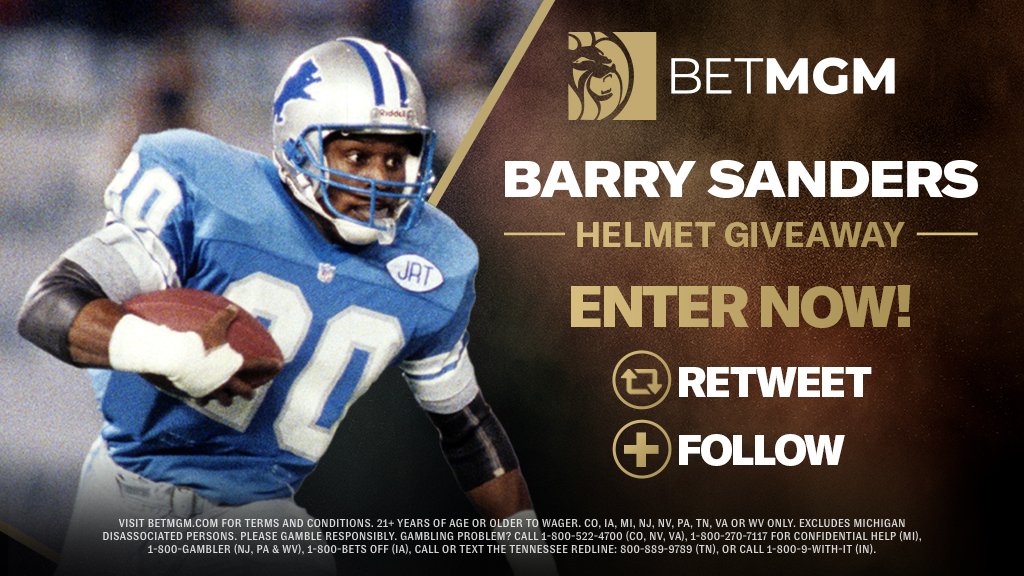 BetMGM π¦ (@betmgm) on Twitter photo Giveaway time with <a href="/BarrySanders/">Barry Sanders</a>!
Enter for your chance to win a signed Hall of Fame Mini Helmet from the NFL Legend himself π
Simply:
β Retweet this Tweet
β‘ Follow <a href="/BetMGM/">BetMGM π¦</a>
For more: bit.ly/Barry-Giveaway Giveaway time with <a href="/BarrySanders/">Barry Sanders</a>!
Enter for your chance to win a signed Hall of Fame Mini Helmet from the NFL Legend himself π
Simply:
β Retweet this Tweet
β‘ Follow <a href="/BetMGM/">BetMGM π¦</a>
For more: bit.ly/Barry-Giveaway