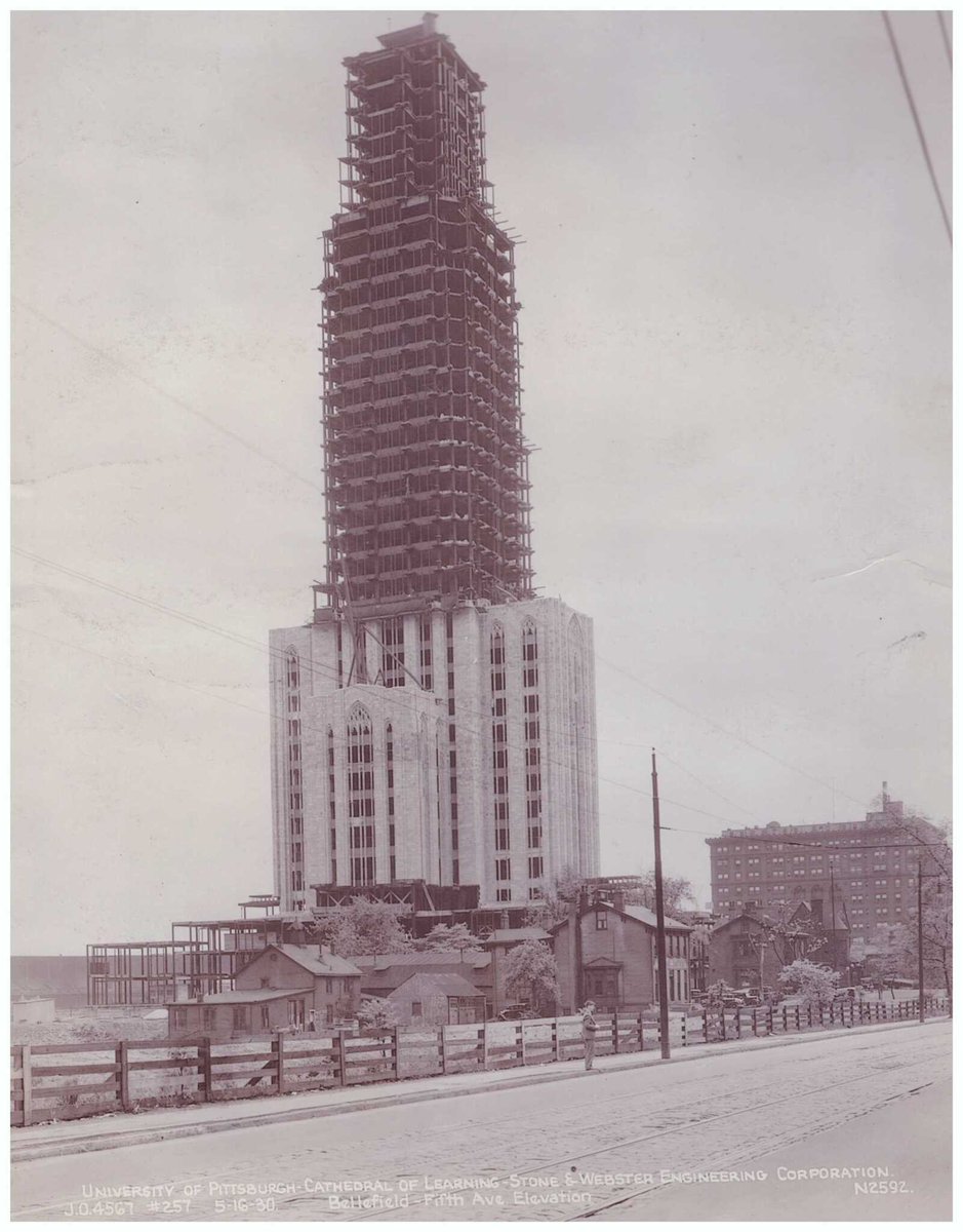 PittTweet's tweet photo. Happy Friday and happy (almost) birthday to Pitt! Sunday marks the 234th anniversary of the University’s original charter as the Pittsburgh Academy. We're sharing fun photos &amp; facts from @PittArchives like these photos of the Cathedral of Learning's construction to celebrate! https://t.co/Lv2Y2QLF8F