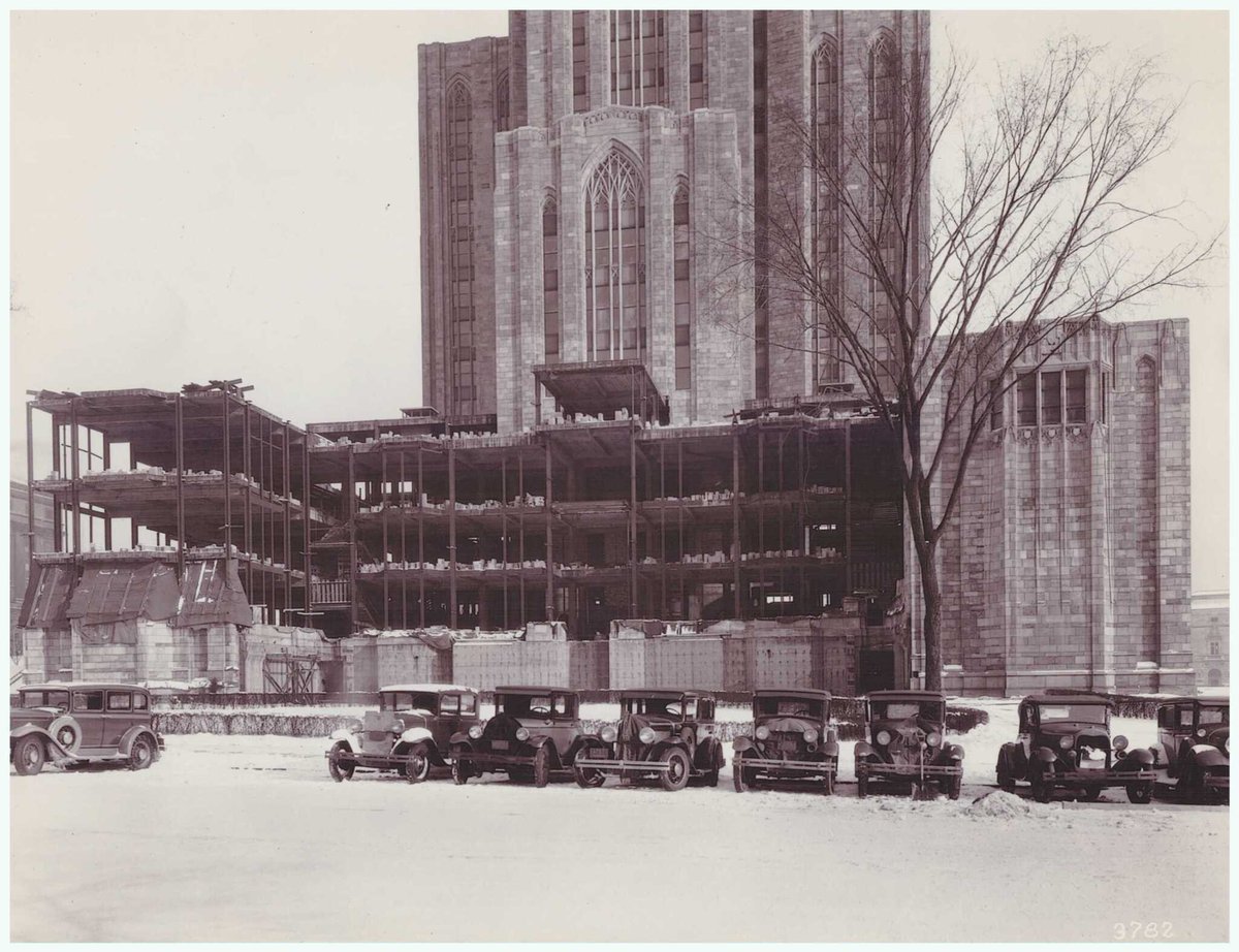 PittTweet's tweet photo. Happy Friday and happy (almost) birthday to Pitt! Sunday marks the 234th anniversary of the University’s original charter as the Pittsburgh Academy. We're sharing fun photos &amp; facts from @PittArchives like these photos of the Cathedral of Learning's construction to celebrate! https://t.co/Lv2Y2QLF8F
