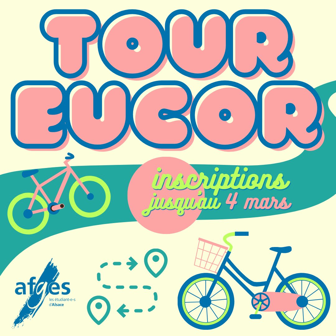 Visiter 3 pays à vélo, ça te tente ?  🚴‍♂️ 

De nombreux participant-e-s venu-e-s d'Allemagne, de France et de Suisse vont parcourir entre 600 et 900km du 24 au 29 mai avec le #TourEUCOR. 

❗️Inscriptions jusqu'au 4 mars❗️
▶️ fr.tour-eucor.org/anmeldeformular ◀️

fr.tour-eucor.org