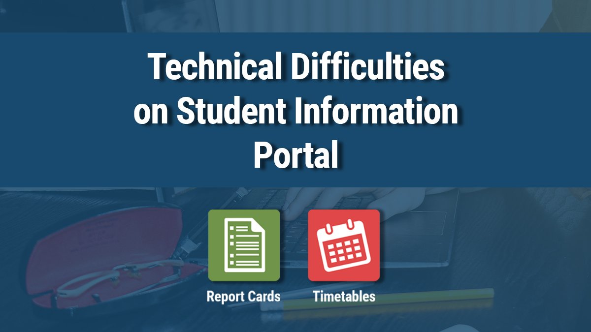 Can't access Student Information Portal today? You're not alone - our system is experiencing technical difficulties. We are working on it, and we hope to report that the issues are cleared up very soon. Stay tuned and sorry for the inconvenience!