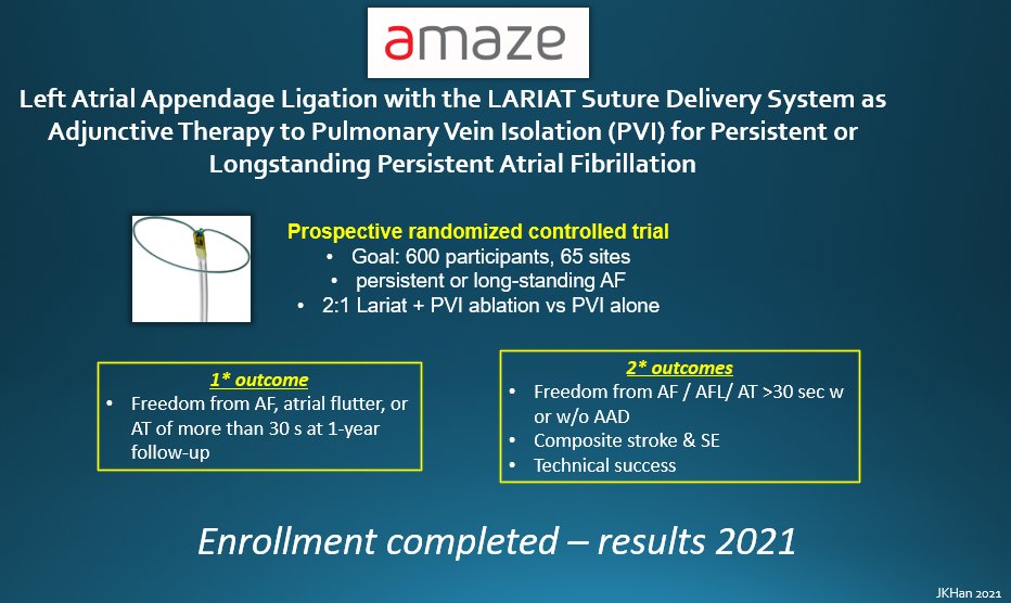 netta_doc's tweet photo. All are very much looking forward to the #aMAZEtrial results later this year! (Enrollment completed 12/2019)

#WAFib2021 https://t.co/OmJwakr1Aq