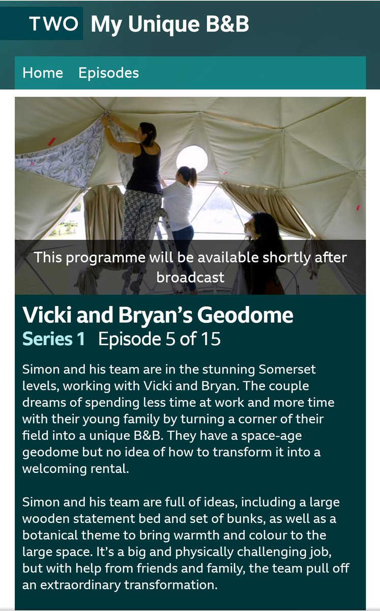 We're going to be on the telly!!! 
Sunday March 7th 6.30pm BBC 2!
#bbc2 #myuniquebandb #glamping #geodesicdome #onthetv