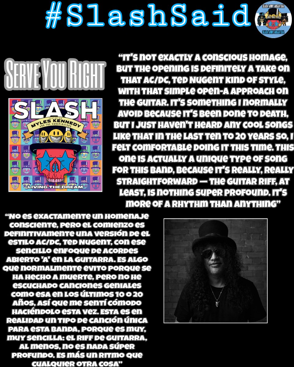 SlashArmy_ARG's tweet photo. “Serve You Right” #SlashSaid
#Slash #SMKC #RnFnR #LivingTheDream https://t.co/gfWeiuwYJo