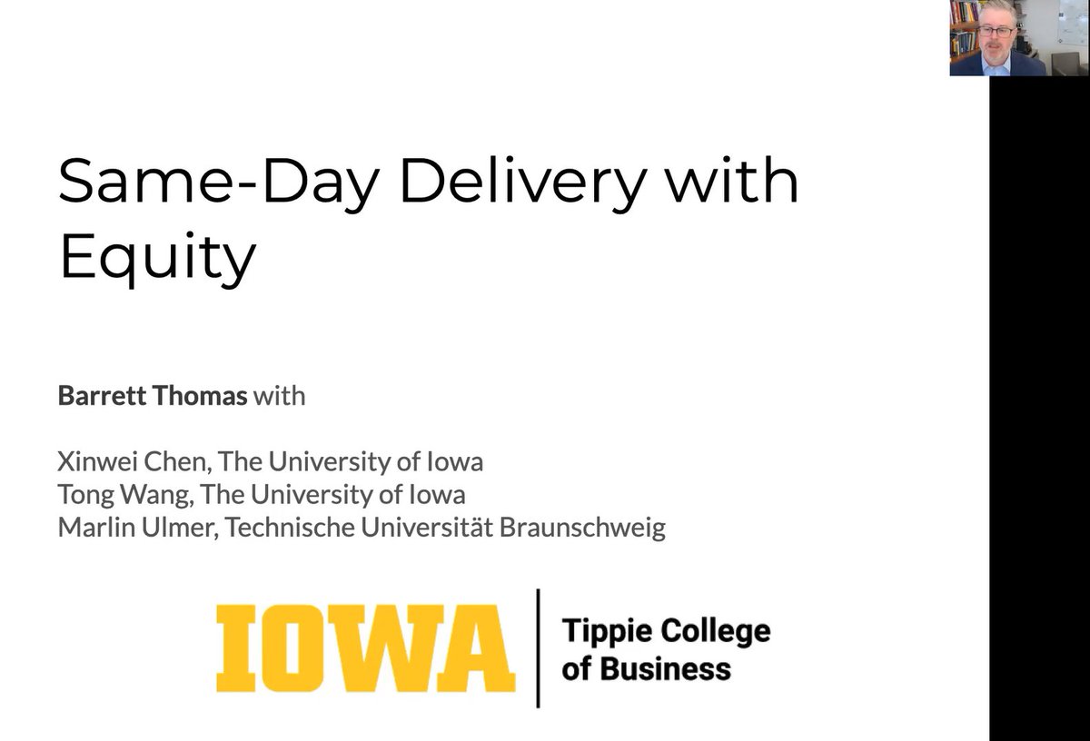 Very much enjoyed the talk of <a href="/barrettwthomas/">Barrett Thomas</a> on same-day delivery with equity during our #OMPhDSeminars <a href="/culverhouseua/">Culverhouse College of Business</a> <a href="/UofAlabama/">The University of Alabama</a>.