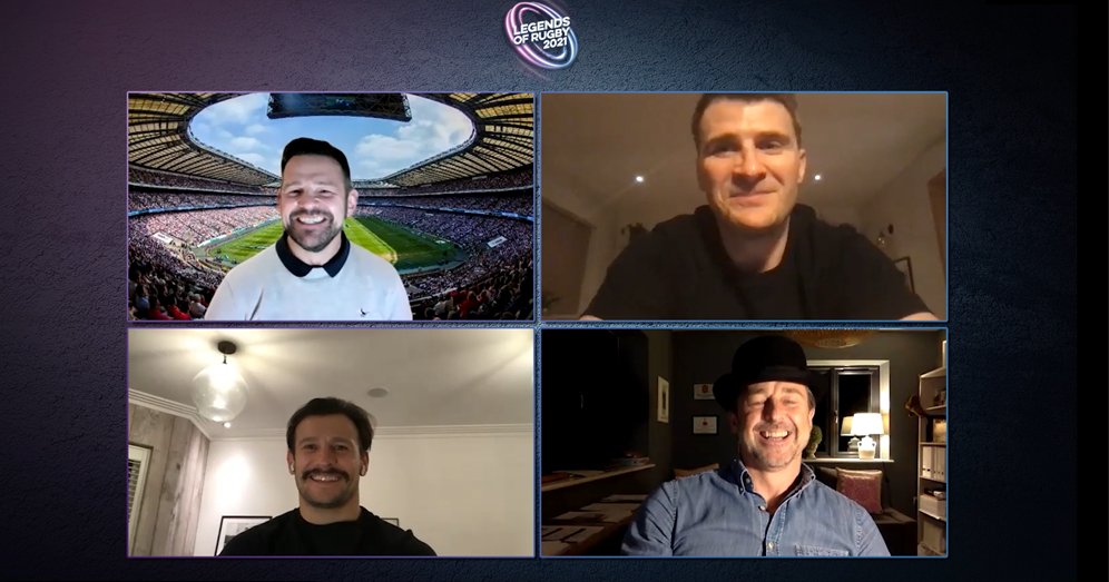 nordoffrobbins's tweet photo. Kicking off the first chat of the evening with these Rugby legends and @Mearsy02 at the helm! We're here to celebrate the career of @rwiggy9 and what better way to do this than to let 2019 #LegendsOfRugbyDinner honouree @dannycare, his moustache and @AndyGomarsall tell us more! https://t.co/7xQW1lYZiY