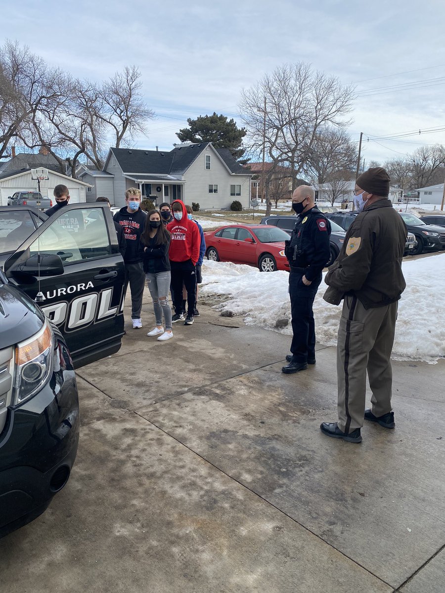 Business Law students visited the Hamilton County Law Enforcement Center to speak with Chief of Police Paul Graham and Sheriff Kirk Handrup. We enjoyed a tour of the facility and seeing a police car up close. Great connection to our criminal law chapter! #aurorahuskies
