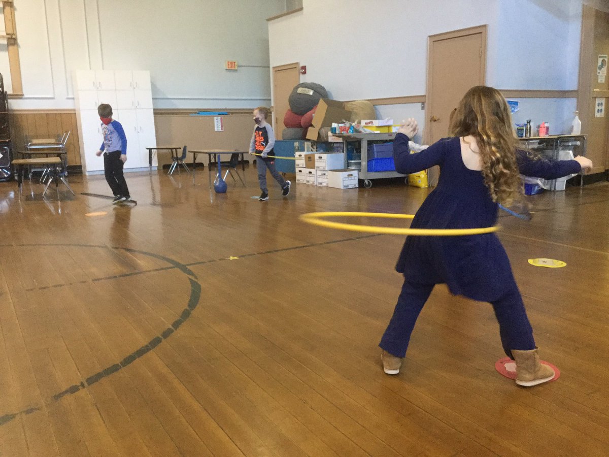 Fun with hula hoops in our kindergarten class at Beal today. #shrewsburylearns Students practiced their jumping skills, locomotor movements, and of course perfecting the hula.
