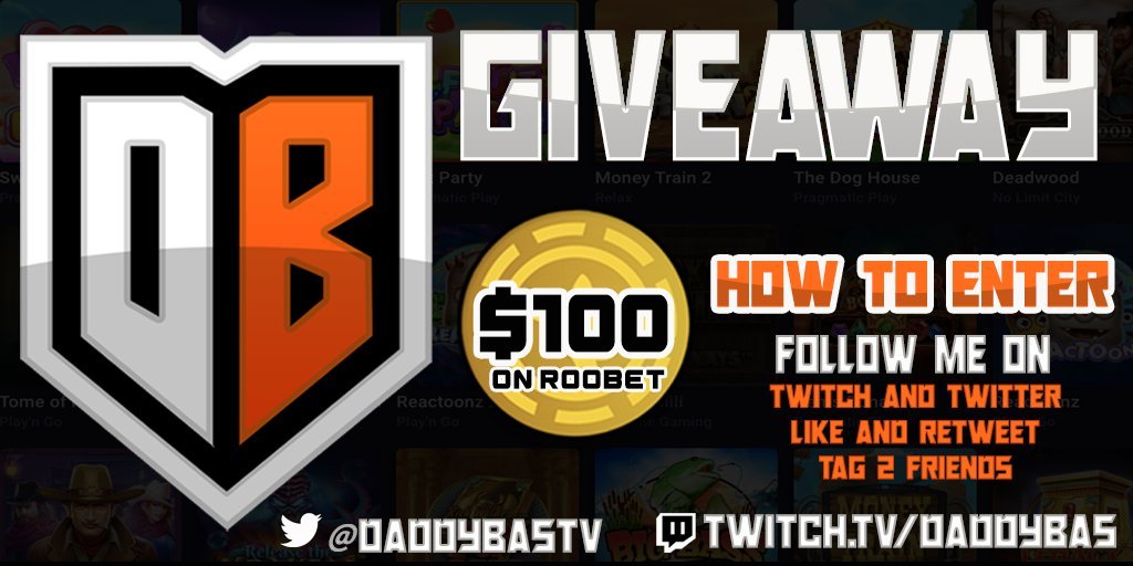 DaddyBasTV's tweet image. TAG 2 FRIENDS WILL BE GIVING AWAY $100 on @Roobet 

Rules: Follow my Twitter 

Follow my Twitch . twitch.tv/daddybas

sign up: roobet.com/?ref=daddybas

Giveaway will be live 9pm Est on STREAM . 

4 WINNERS OF $25
