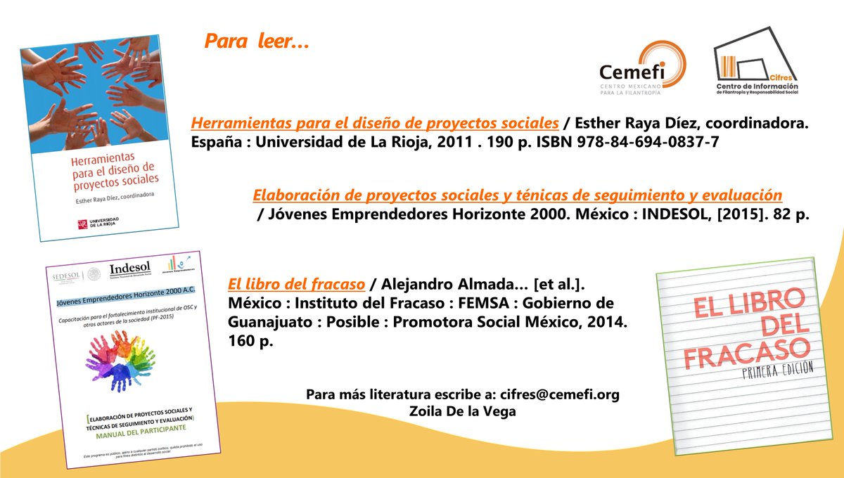 educacion_red's tweet photo. A propósito de nuestro evento de ayer, les compartimos las recomendaciones de lectura sobre el tema. 📚

Agradecemos la curaduría al Centro de Información de Filantropía y Responsabilidad Social (Cifres), biblioteca especializada del @CemefInforma 👇 #RedesMás https://t.co/3jML0dCKwi