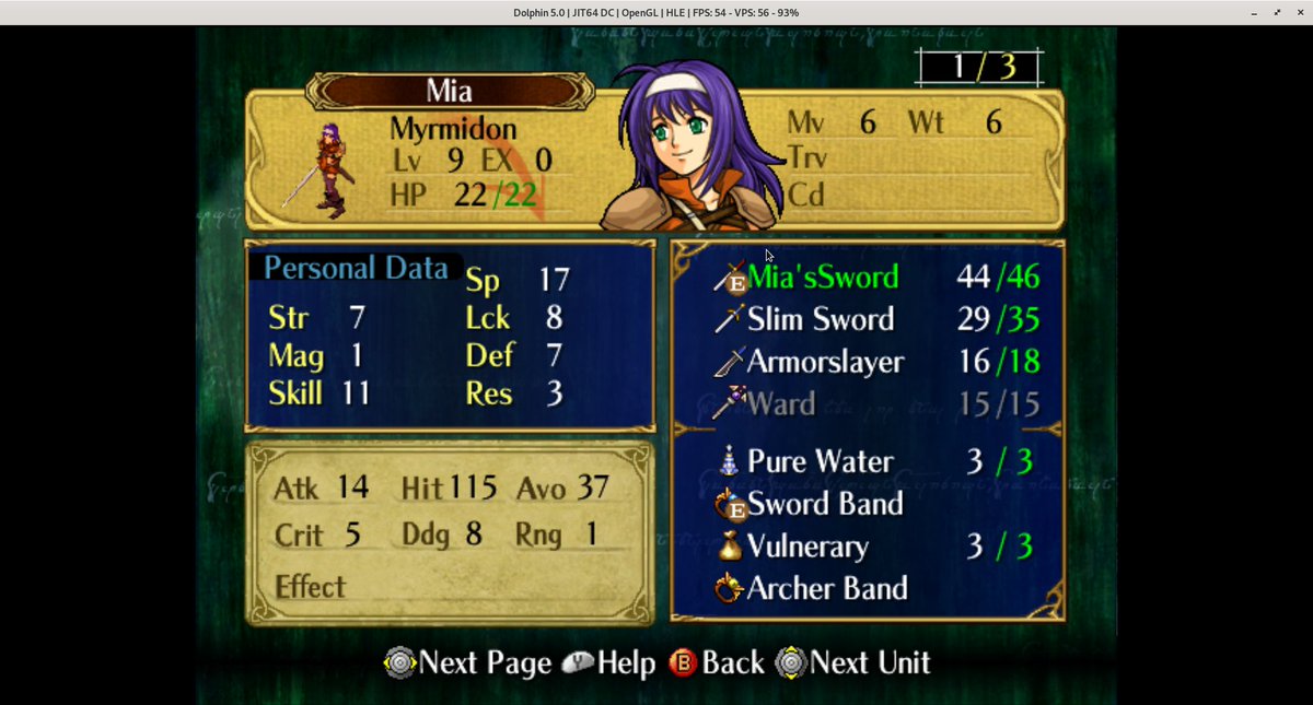 KProgramar's tweet image. I had to give Mia the Speedwing to clear out the inventory. I hope she'll cap Spd his Run!