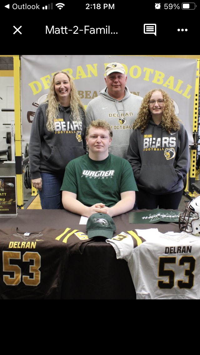 This kid is going places!!! Super proud!!! #wagnerbound #signingday <a href="/Matthew_R703/">Matt Rau</a>