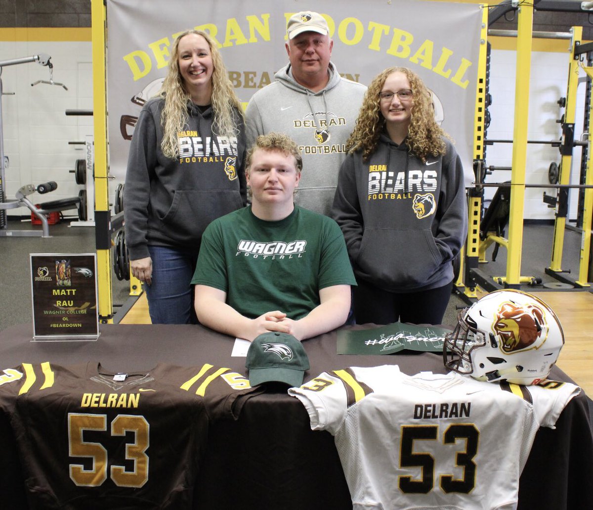 Congratulations Matt Rau <a href="/Matthew_R703/">Matt Rau</a> on becoming a Wagner Seahawk 🟤🟡🏈

Delran NJ ➡️ Staten Island, NY 

We are very excited for you to join <a href="/Meddy_Moolah/">Meddǎ</a> and <a href="/nyonbarnes/">Coach Nyon Barnes</a> up there‼️

<a href="/CoachDwilson09/">Darrell Wilson</a> <a href="/Wagner_Football/">Wagner College Football</a> <a href="/tommasella/">Tom Masella</a> 

#BearDown