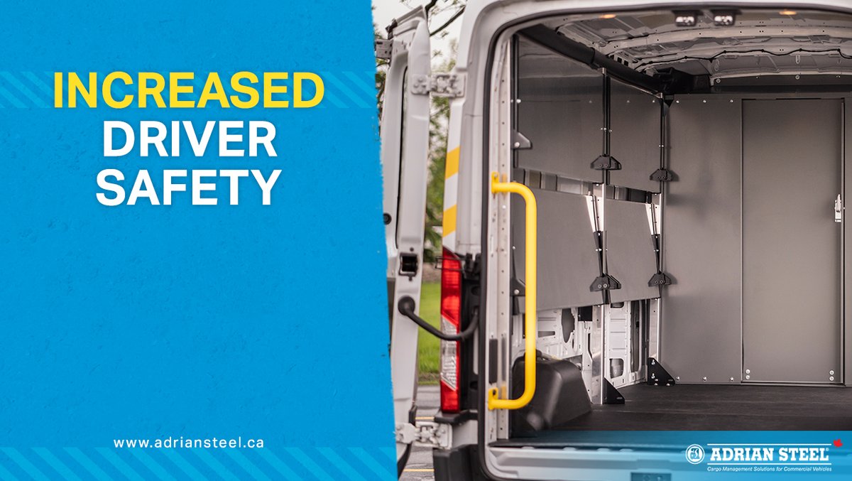 AdrianSteelCa's tweet image. The Sliding Door Partition provides a steel barrier between the cab and cargo area to help protect the driver from shifting cargo. #AdrianSteelCanada #SlidingPartition #VanPartition #CargoVanPartition adriansteel.ca