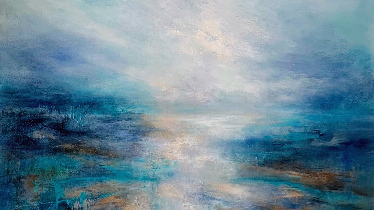 ‘Sanctuary’ (crop). Back to blues with this large commission. Longing for the sea...