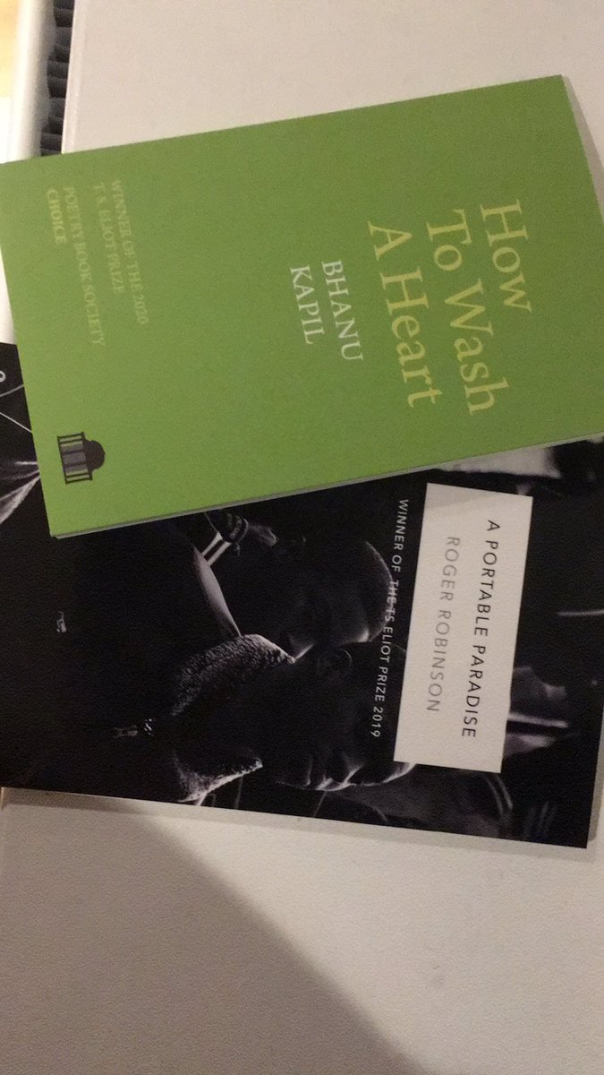 alan_kissane's tweet photo. Can’t wait to get into these amazing collections. #howtowashaheart by Bhanu Kapil and #aportableparadise by Roger Robinson 
@tseliotprize https://t.co/DMUnA3UdMO