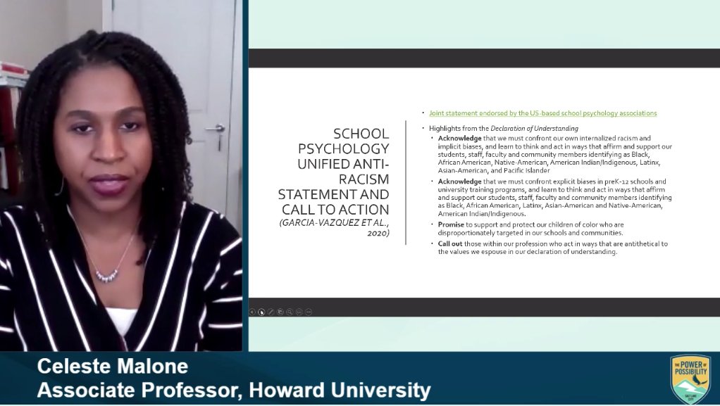 DrJ_ucsb's tweet photo. Super important session at #NASP2021 #PrezElect Dr. Celeste Malone @cmonique1023 π presenting on Advancing Equality Through Social Justice Practices - identifying strategies for systems-level change and advocacy!!
#NASPonline #NASPtwitterati @SchoolPsychLife @drjjblake @DrDVega https://t.co/NLvCHbhhBF