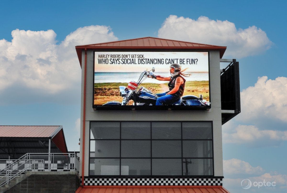 optecdisplays's tweet photo. We are revved up about these two 11’9 x 24’4 – 16mm Infinity-RGB displays for Tifton Harley-Davidson by Bluegrass Sign Group in Tifton, GA. Our Infinity-RGB displays drive timely dealership ads and promotions. For more info: https://t.co/ZsC7gPxPms https://t.co/hOLVqyyUHE