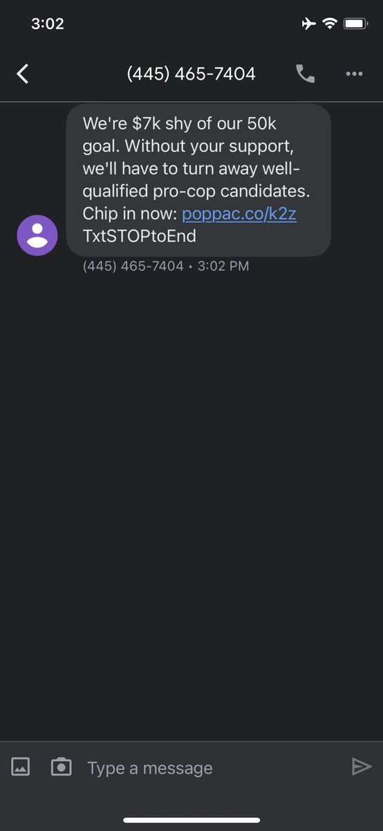 TheMichelle19's tweet photo. @NickJGerace and Protect Our Police are back at the spam texts with a new phone number they are using. https://t.co/iVyIS1B3jE