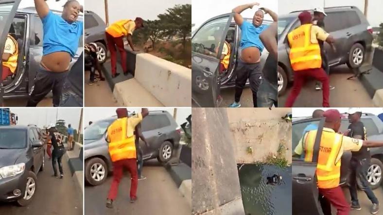 Sunday Okoto who knocked down a police officer into a carnal from a bridge has been arraigned &amp; remanded in prison without options of fine nor bail (in less than 24 hours).

But the officers that killed peaceful, unarmed #endsars #Lekkitollgate protesters ar yet to be identified.