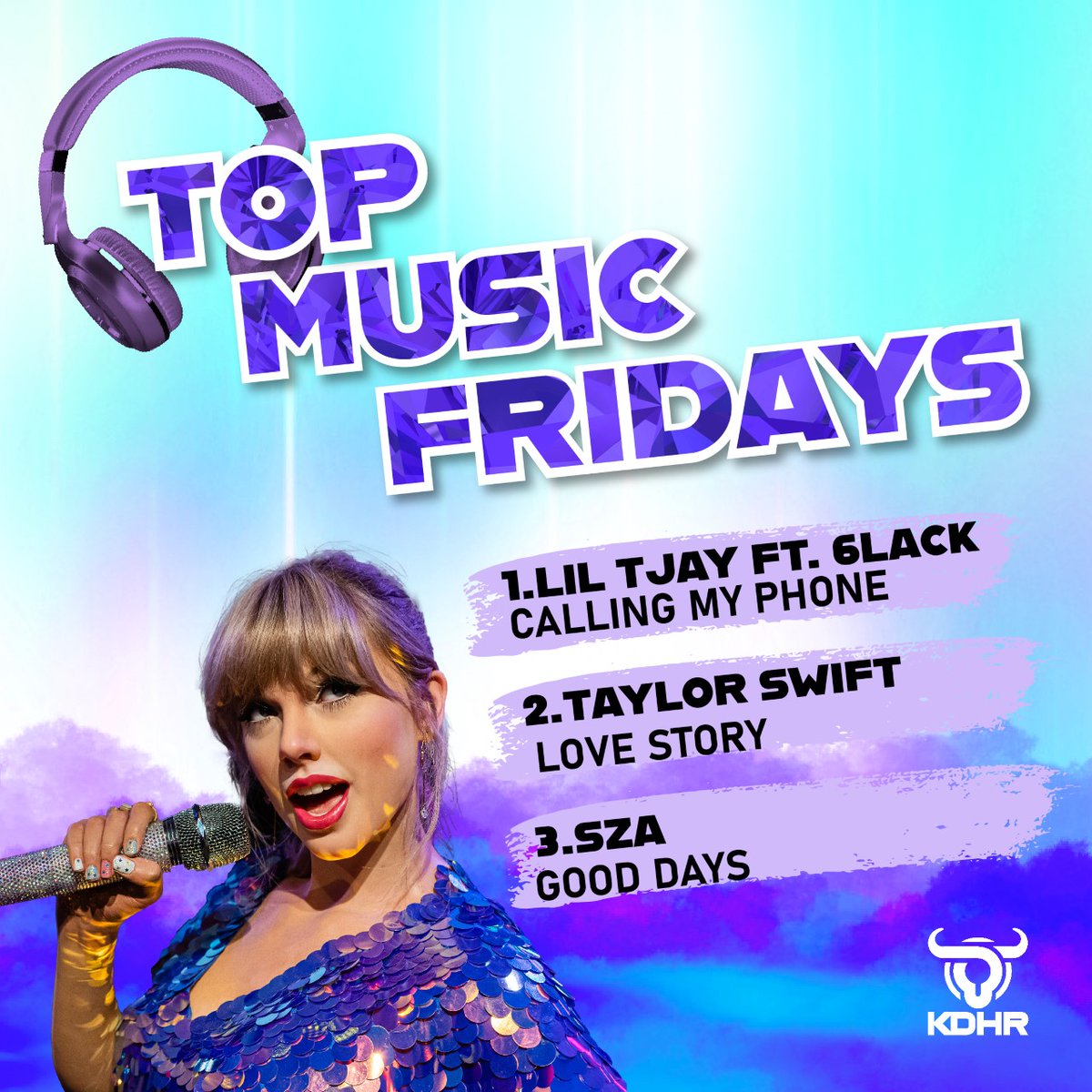 Top 3 songs this week  🎧⭐

1️⃣ Calling My Phone - Lil Tjay ft. 6Lack
2️⃣Love Story- Taylor Swift
3️⃣Good Days- SZA