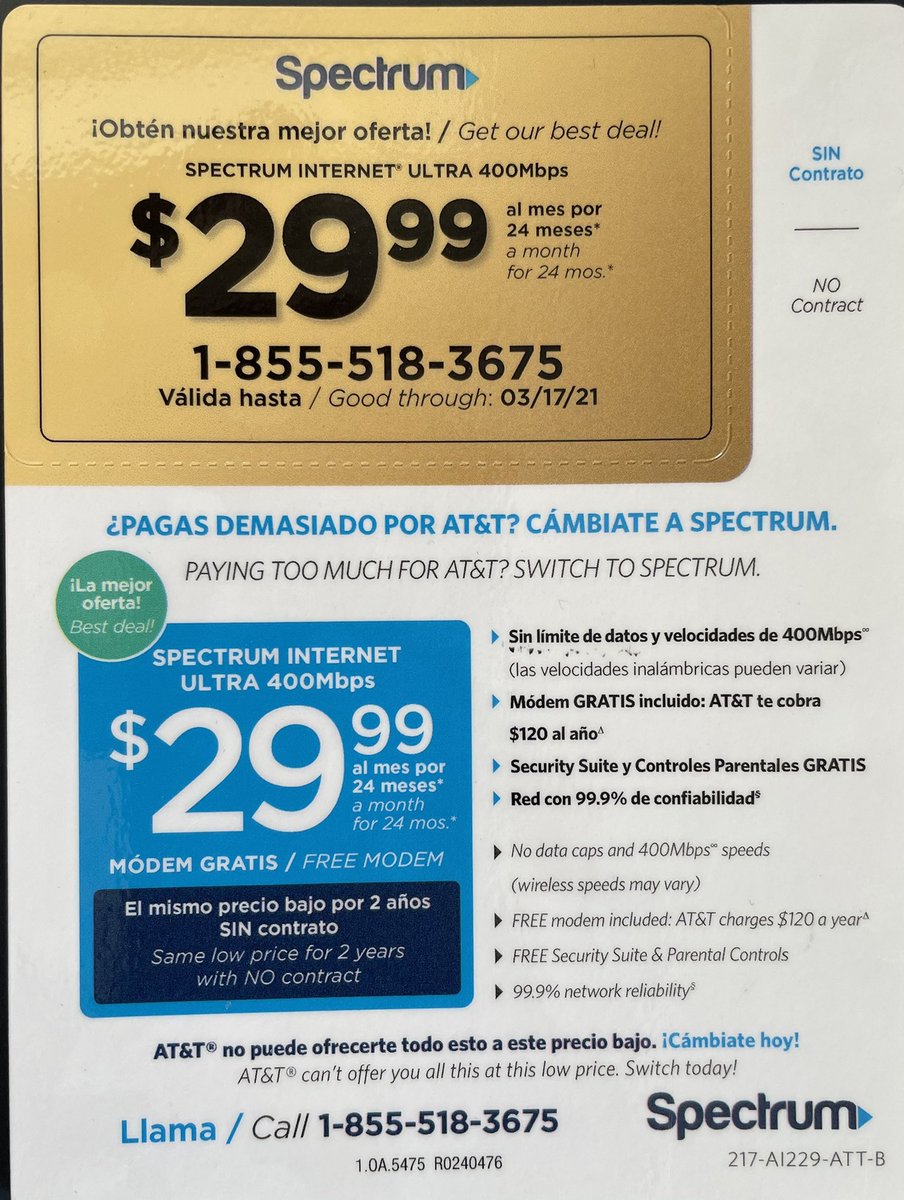 RichardAntunes's tweet photo. I’m moving 1/4 mile down the street where @GetSpectrum doesn’t have fiber competition so they will only charge me double #thanks #nothanks #Offers https://t.co/ymYRuPQMMD