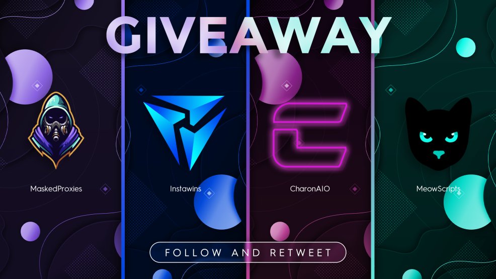 Charon_AIO's tweet photo. ⚡️FLASH Giveaway ⚡️

Prizes 🎁
1 x @Charon_AIO Renewal 
1 x @MeowScripts Renewal 
1 x @instawinsbot Renewal 
1 x @ProxiesMasked 10 GB Resi 

Rules 
- Follow all accounts ^
- Retweet 
- Tag a friend 

Giveaway ends soon! 💜 https://t.co/4BFypprh74
