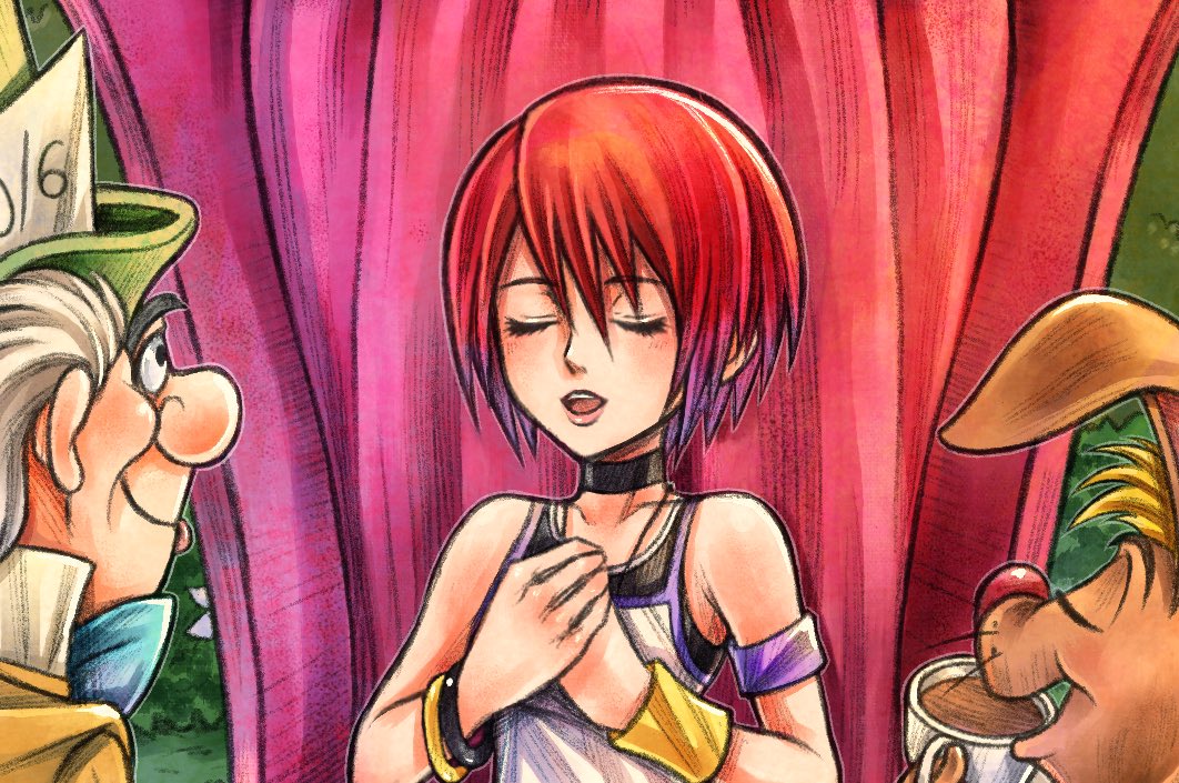 hollypolllyy's tweet image. She is singing a song to them as a present for their unbirthdays 🎁 🎶 
Sora and Kairi had a great time in Wonderland, now they are heading to Deep Jungle 😊
#sora #kairi #kingdomhearts