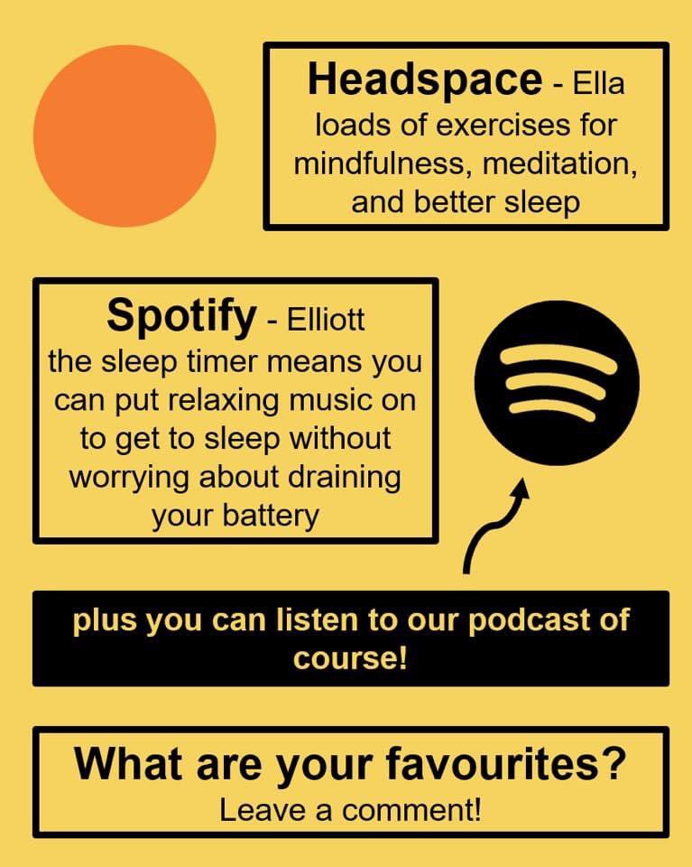 Hi everyone💛💛

We hope you’re all having a good week! We’ve started a new series called ‘Our Top 5.’

These weeks focus is mental health apps. We’ve included our top 5 apps across the team that we feel best help our mental health and daily wellbeing! 🧠
#pandemicpodcast