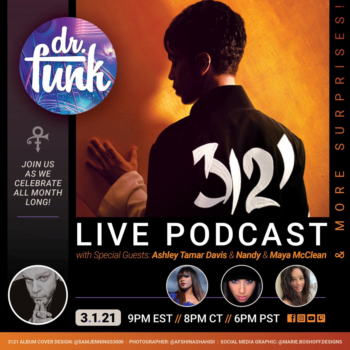 On this episode we kick off the month-long celebration of PRINCE's last #1 album 3121 w/Tamar &amp; The Twinz and share stories of their experiences in the 3121 era. On this special date, 3.1.21
Facebook live link facebook.com/325766044603/p…

Youtube live link youtube.com/watch?v=HC-08o…