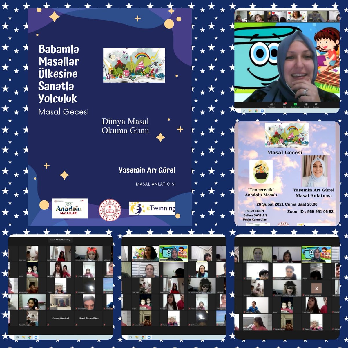 Babamla Masallar Ülkesine sanatla Yolculuk projemizin ortakları ve öğrencileriyle birlikte "Tencerecik" adlı Anadolu masalını, Dünya Masal Okuma Gününde Yasemin Arı Gürel öğretmenimizden dinledik. <a href="/egitimcigozuyl1/">Yasemin G.</a> <a href="/tcmeb/">Millî Eğitim Bakanlığı</a> @diyarbakirmem @argediyarbakir <a href="/eTwinningdyrbkr/">eTwinning Diyarbakır</a>
