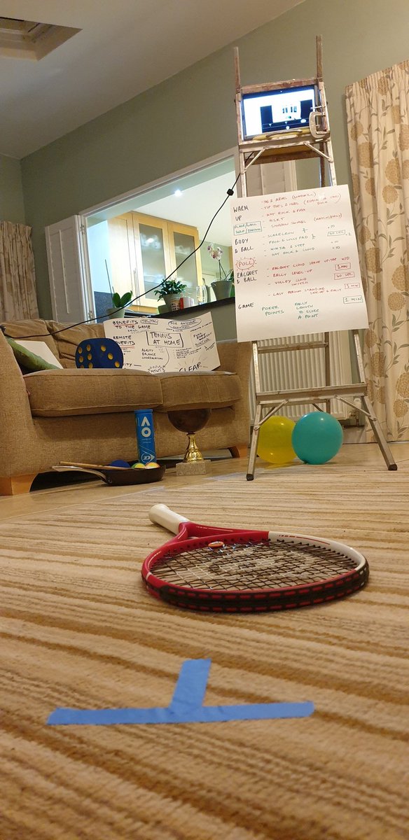 msmithtennis's tweet photo. The prep required for a Tennis At Home session... See you tomorrow ⏰ 10am LIVE 👨👩👧👦❤🎾🏆👊🏼 @the_LTA @educationgovuk @Sport_England @worldtennis #TennisAtHome #LockdownActivityList #PlayYourWay https://t.co/7f632f8XIP