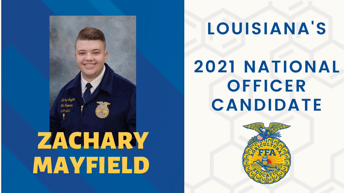 LouisianaFFA's tweet photo. We have our National Officer Candidate! Congratulations, @zachmayfield_ ! #ffaweek #nationalffaweek2021 #onelaffa #laffa https://t.co/8WO7ORYaNd