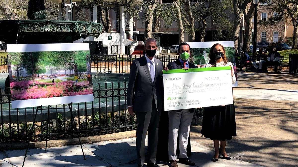 With a $50,000 donation from Regions Bank and a $200,000 commitment from  Mayor Sandy Stimpson, the first phase of the revitalization of Bienville Square can begin!