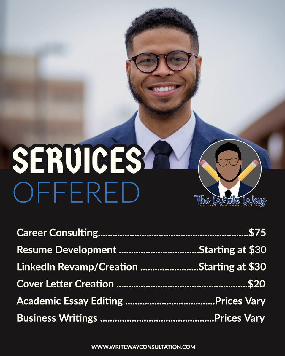 WriteWayConsult's tweet image. Check out some of services below! Visit our website for me details! Writewayconsultation.com