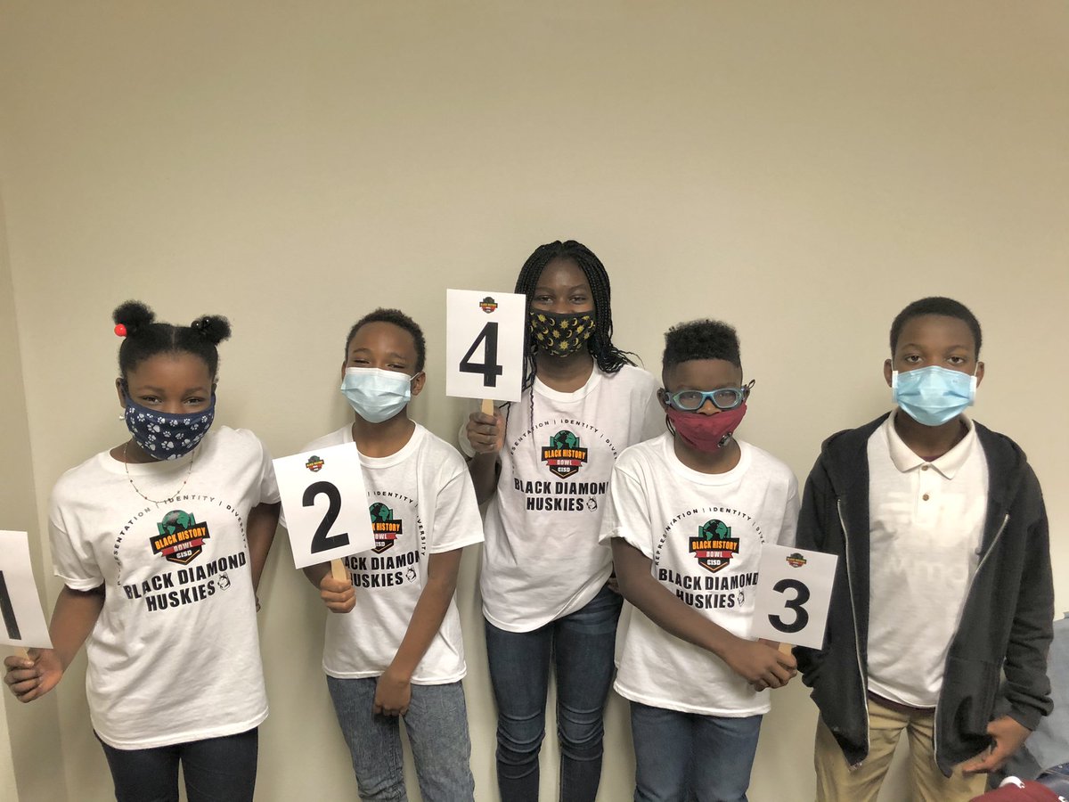 We couldn't be more proud of our students who competed in the Black History Bowl today! Way to go Black Diamond Huskies! 
Gabriel Mushagalusa
Isaiah Johnson
Mamudat Ofeimu
Ifeoluwa Okusajo
A'Lonzo Meeks
#HuskyProud #CrowleyPrideUnified
