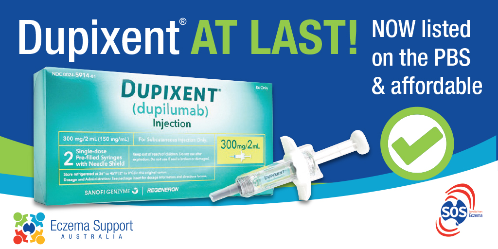 SupportEczema's tweet photo. BREAKING NEWS: The best news! Dupixent will be PBS listed for Australians aged from 12 years with severe eczema from 1st March 2021. 

For our full statement about this announcement click here. 
https://t.co/jPlVr6NVid https://t.co/v9z9d52OOw
