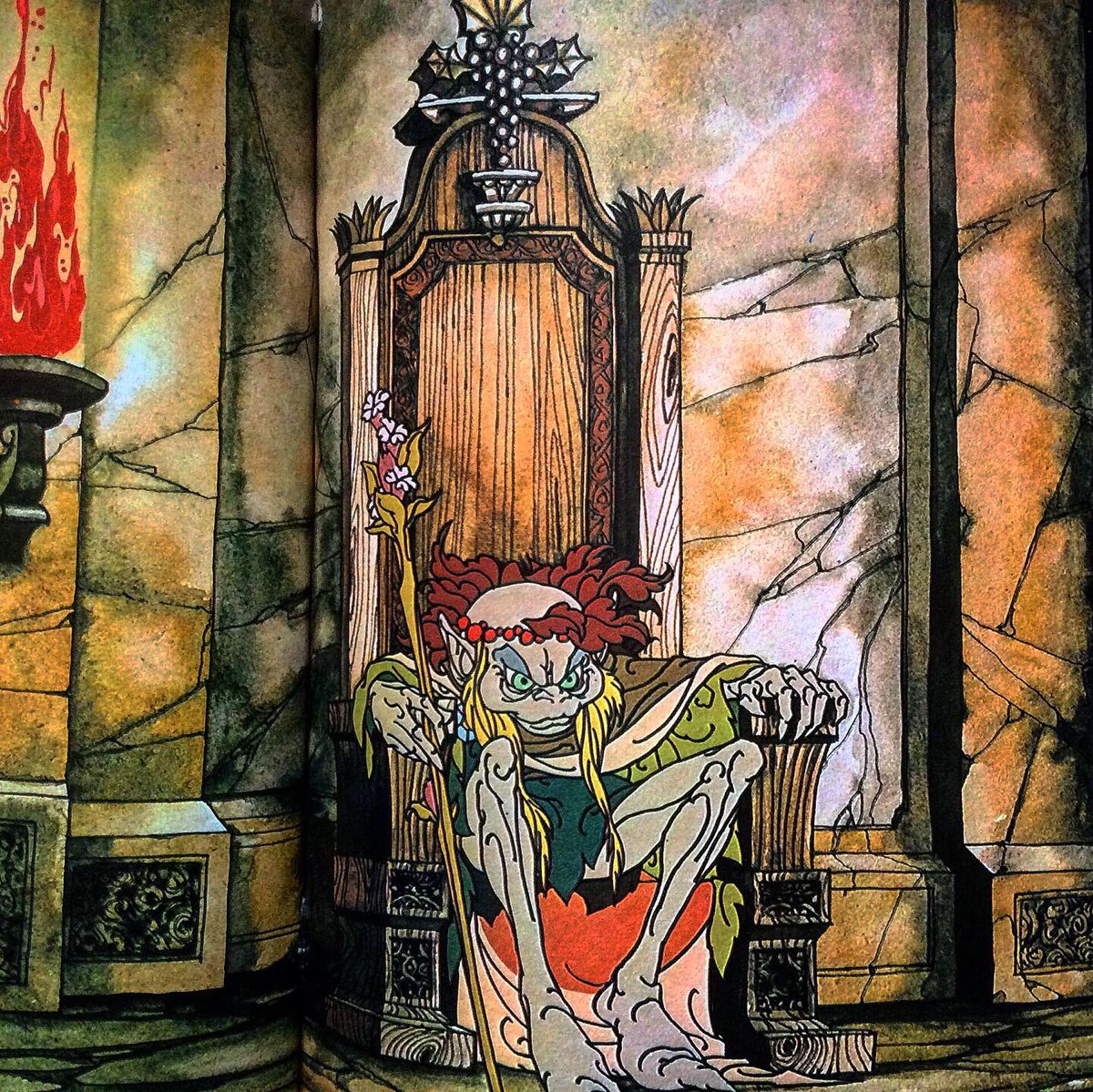 thecastperilous's tweet photo. The 1977 Rankin Bass version of The Hobbit, with it’s Arthur Rackham-esque fairytale style (those wood elves!) was absurdly formative for me as a kid. It is a cornerstone in my own personal fantasy landscape. #thecastperilous https://t.co/QBgLZNKNkv