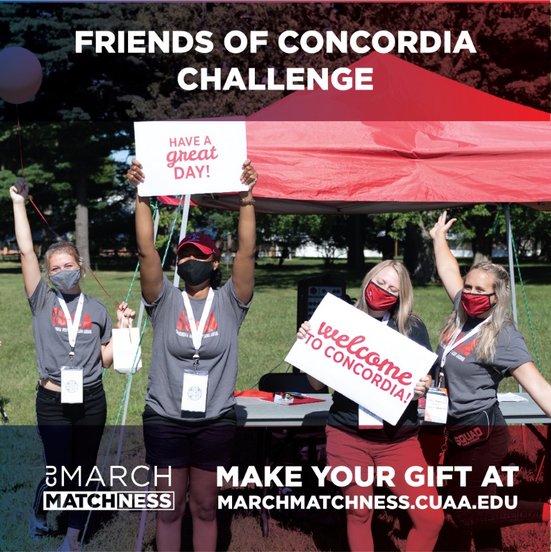 cuaa's tweet photo. You’ve seen match challenges for students, faculty, staff, and parents today. Don’t fit into any of those categories? Then you’ll fit into this one!
Thank you for being a friend of Concordia. We’re matching your donations today, up to $2,500! #MarchMATCHnessCU