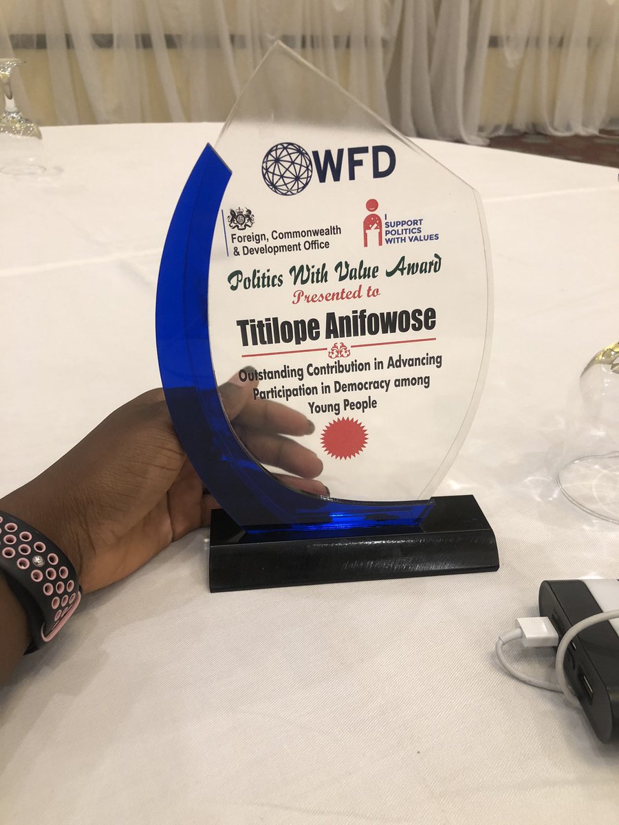d_LegalEagle's tweet photo. Glad to receive an award for outstanding contribution in advancing participation in democracy among young people from @WFD_Nigeria Foreign, Commonwealth and Development Office.
Thank you 🙏🏻
#PoliticsWithValue https://t.co/ZInhAPQ89t