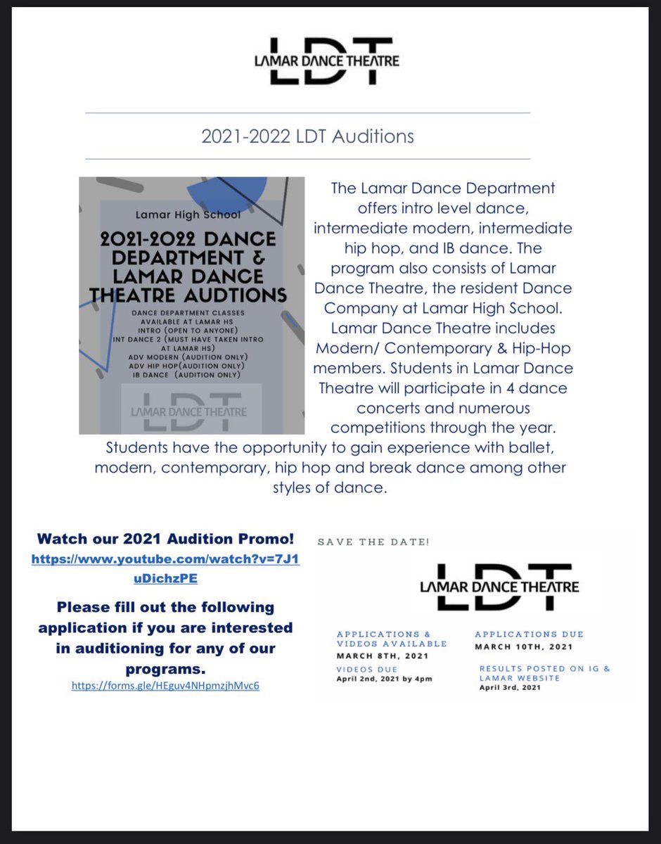 Are you interested in joining Lamar’s Dance team??? Link in bio