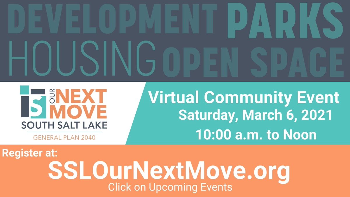 southsaltlake's tweet photo. Let's talk about the future of housing π , economic development π , and transportation π in SSL.
https://t.co/sOXKLzarwB
#sslournextmove #sslgeneralplan2040 https://t.co/6MSY0Z1roG