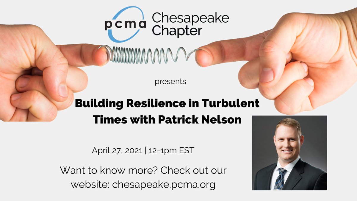 Join #PCMAChesapeake on April 27th for lunchbreak inspiration from Patrick Nelson! #PCMA #MeetingPlanners #EventProfs #MeetingsMeanBusiness #VirtualMeeting #Inspiration #Leadership