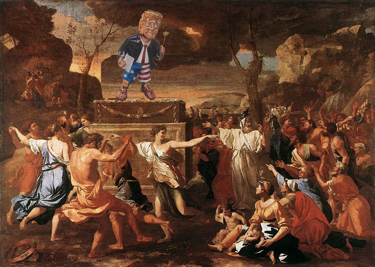 _Soul_Man's tweet photo. Millenium to Millenium, some things never change.

#CPAC #Trump #GoldenCalf #GoldenTrump #Poussin #Statue #Idol #GoldCalf #GoldStatue #Idolatry https://t.co/4vMaQgKDDX