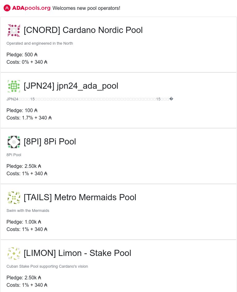 cexplorer_io's tweet photo. https://t.co/xw0WREABJG welcomes new pools!
#CNORD #Cardano Nordic Pool #JPN24 #jpn24_ada_pool #8PI #8Pi Pool #TAILS #Metro Mermaids Pool #LIMON #Limon - Stake Pool #TYCO #Tyco pool #A4G #ADA 4 GOOD #cardano $ADA
π https://t.co/ujXY0tIcr5 π https://t.co/bsgkJaRACh