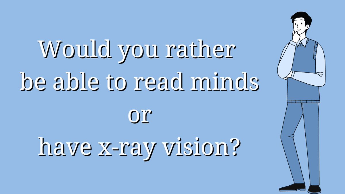 TheHerniaDoc's tweet photo. What a tough question! We're going to have to go with x-ray vision. How about you?
#FunFriday #HappyFriday #questions https://t.co/90M8YybCts