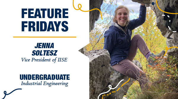 wvustatler's tweet photo. To end #EngineersWeek, we have Jenna Soltesz for #FeatureFriday!
Jenna is a junior majoring in industrial engineering. She's currently the Vice President of IISE, part of Alpha Pi Mu and does research with the smart manufacturing lab! She also works part-time for Evoqua. 👏 https://t.co/xKgrcjH2ur