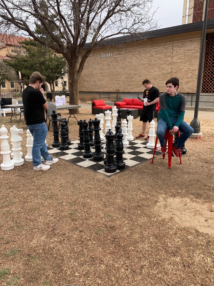 TTU has opened a new outdoor space for the students to enjoy. The space includes a giant chess set and a few outdoor games. A few members of the TTU Chess Team took advantage of the opportunity to play chess outside this afternoon.